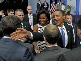 Barack and Michelle Obama in Moscow.  Source: Reuters. 07-07-09