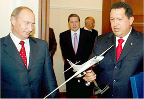 Vladimir Putin and Hugo Chavez. Source: Militaryphotos.net