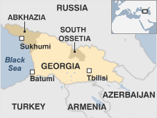Georgia and South Ossetia map.  Source: bbc.co.uk