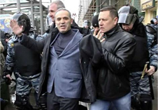 Garry Kasparov detained during a protest in 2007. Source: Offal News