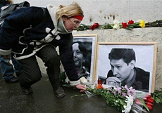 Memorial of Stanislav Markelov and Anastasia Baburova. Source: AFP