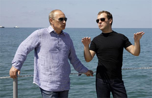 Putin and Medvedev in Sochi, August 2009. Source: vancouversun.com