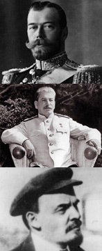 Nikolai II, Stalin and Lenin.  Source: nameofrussia.ru