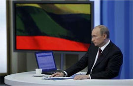 Russian Prime Minister Putin during a live question-and-answer session. Source: REUTERS/Ria Novosti/Pool/Alexei Druzhinin